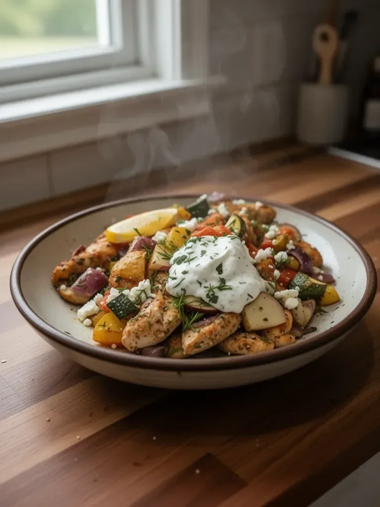 Greek Sheet Pan Chicken and Veggies