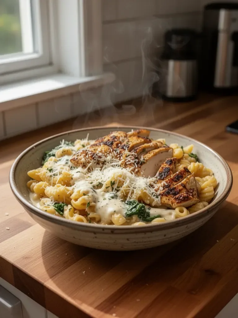 High Protein Garlic Parmesan Pasta Bowls