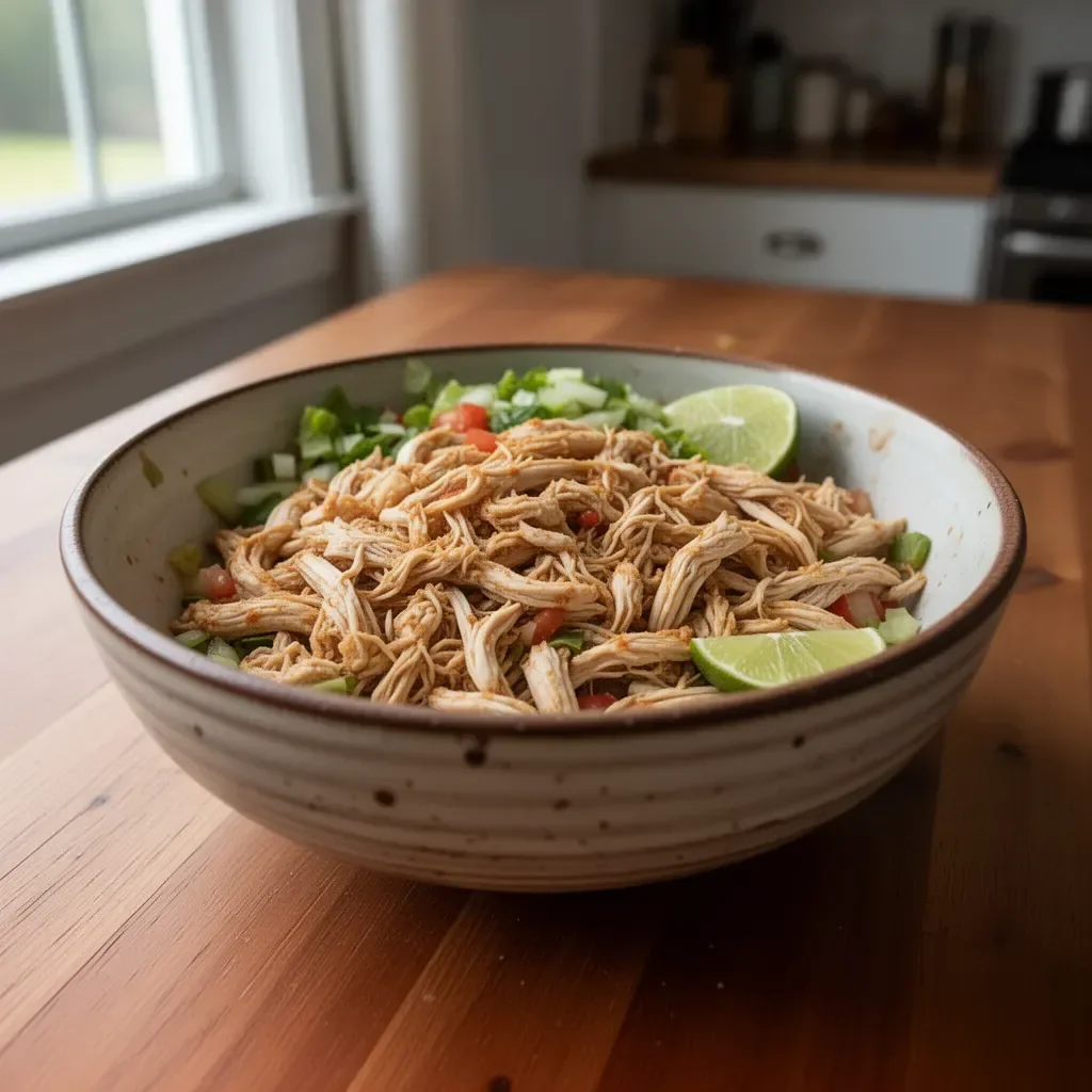 Delicious Instant Pot chicken tacos served with fresh ingredients