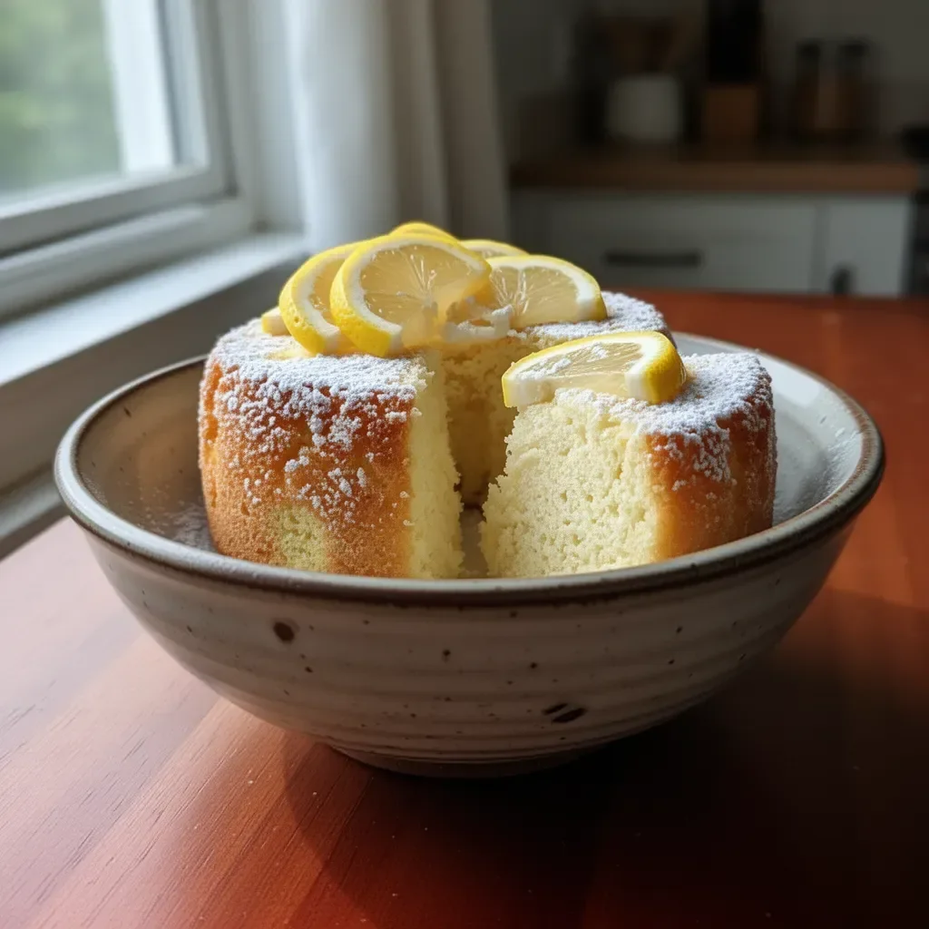 Delicious slice of Lemon Cloud Cake topped with lemon zest and whipped cream
