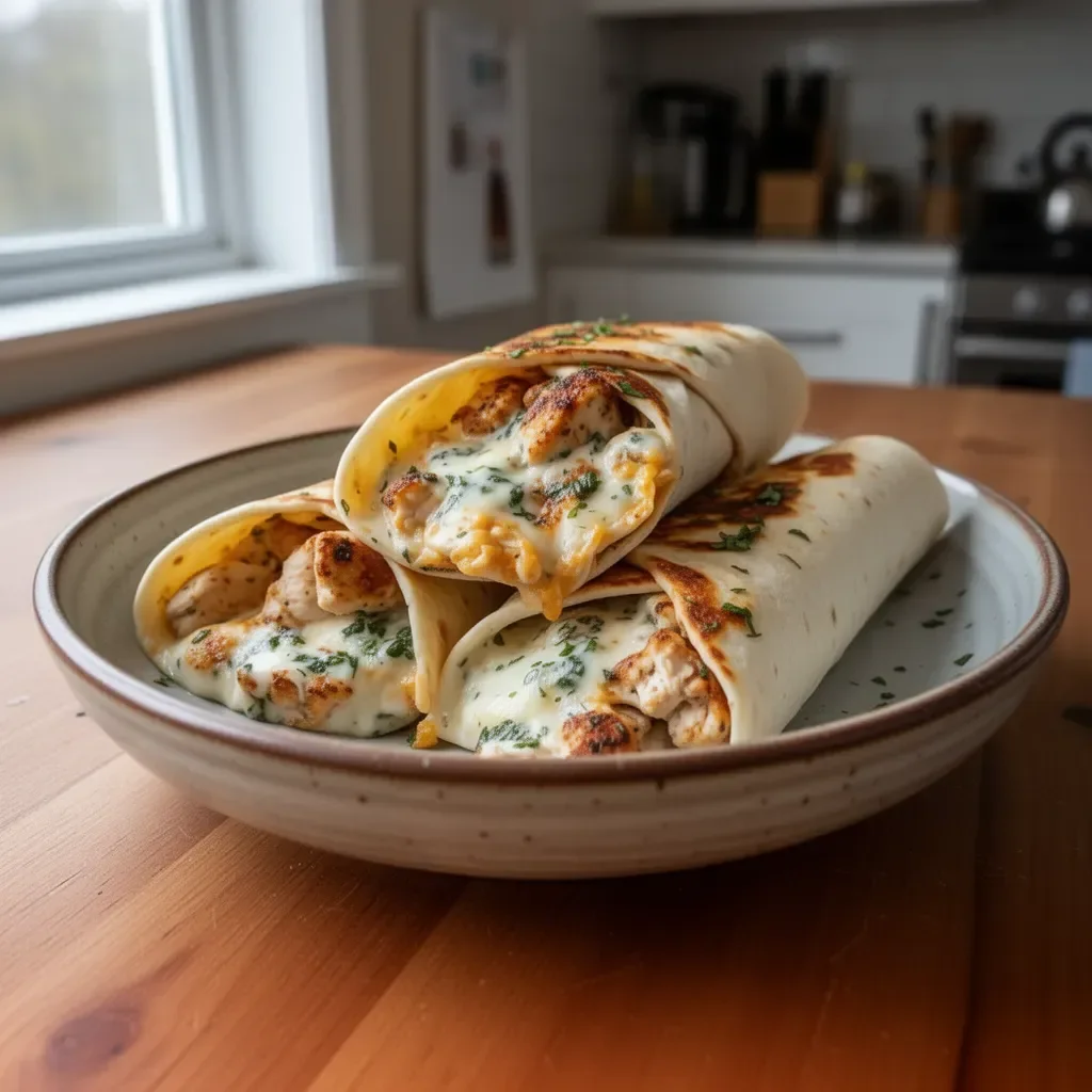 Low Carb Cheesy Garlic Chicken Wraps with fresh ingredients and cheese
