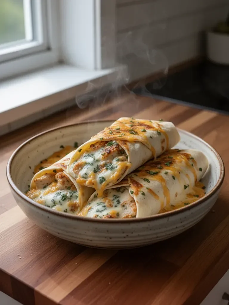 Low Carb Cheesy Garlic Chicken Wraps