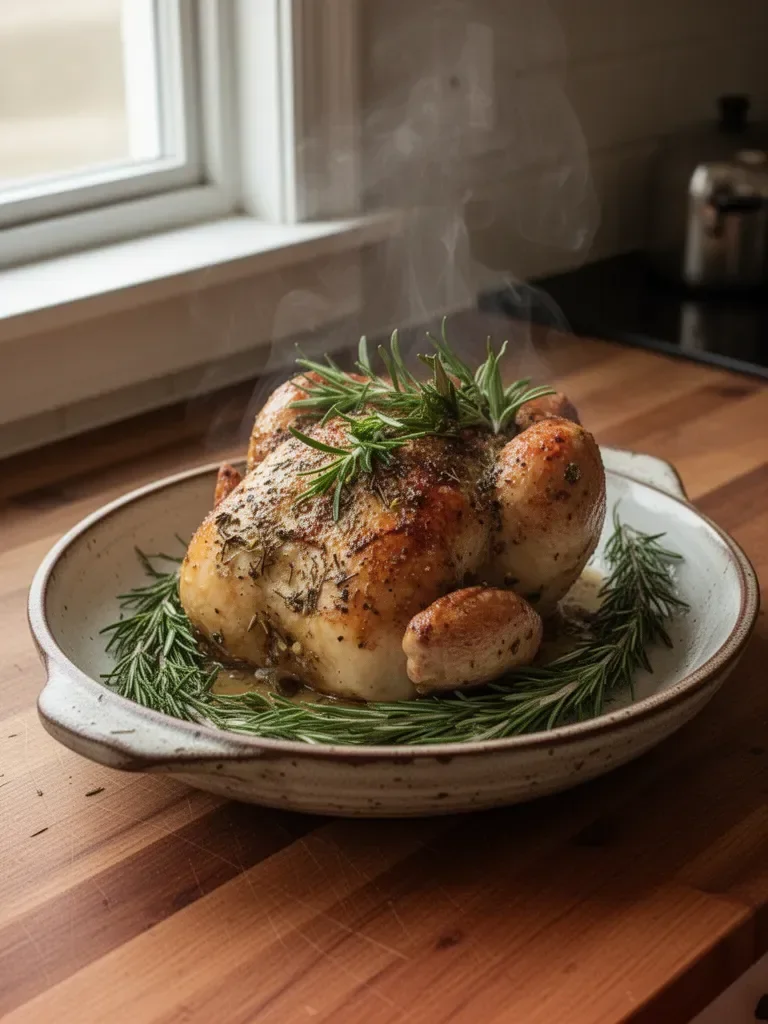 Moist & Tender Crockpot Whole Chicken with Farmhouse Herbs