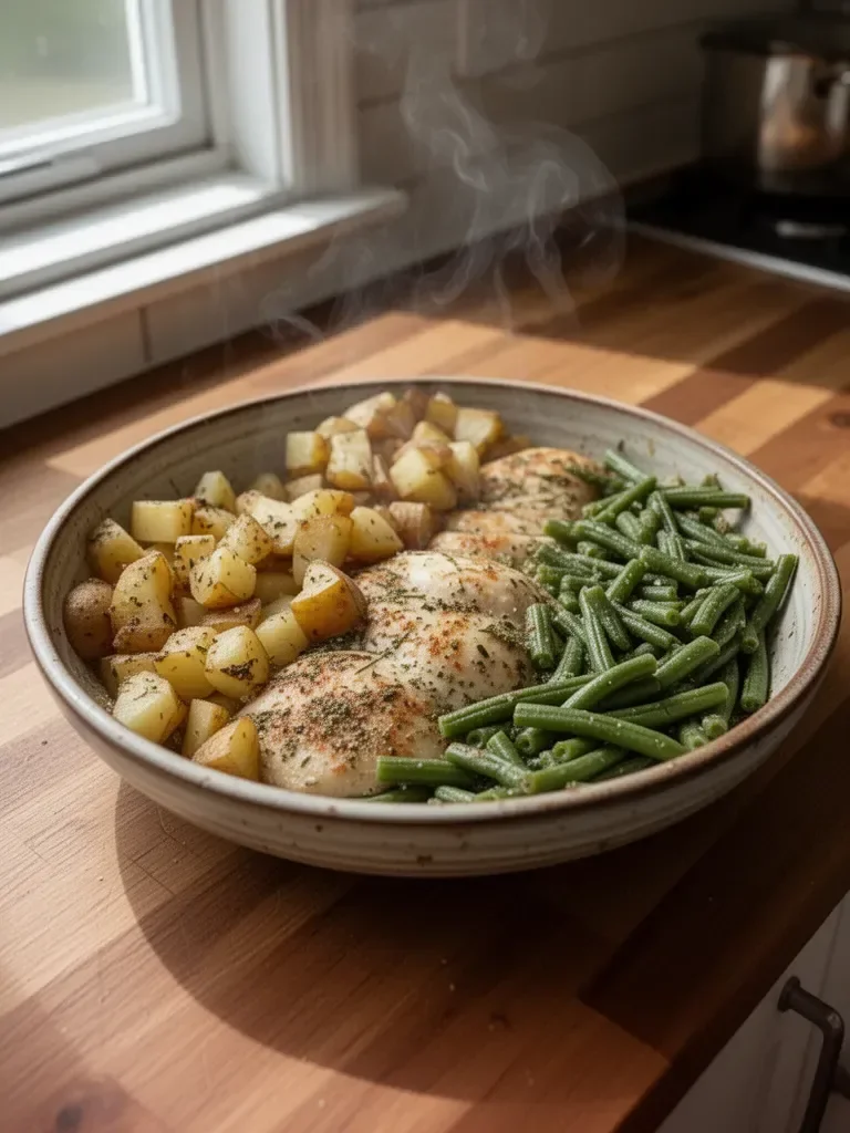 One-Pan Baked Chicken, Potatoes and Green Beans