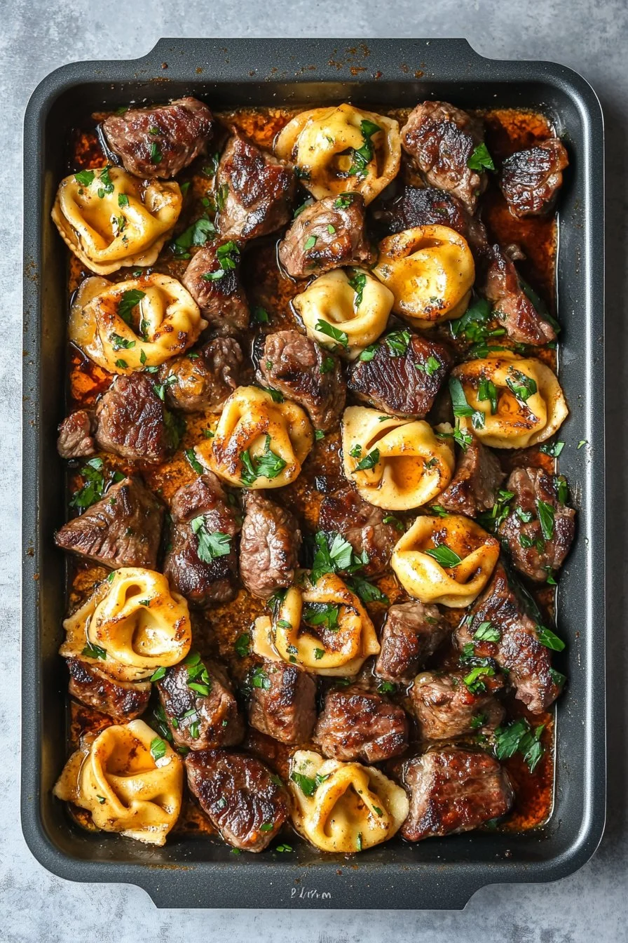 One-Pan Cowboy Butter Tortellini Steak Bites
