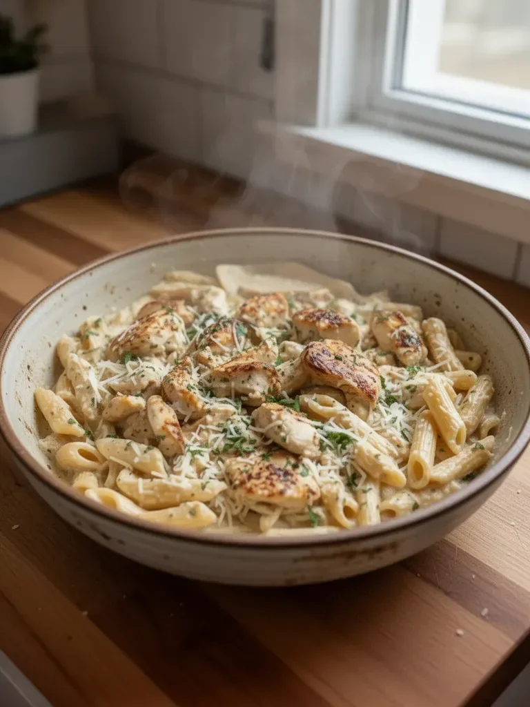 One Pot Creamy Parmesan Chicken Pasta