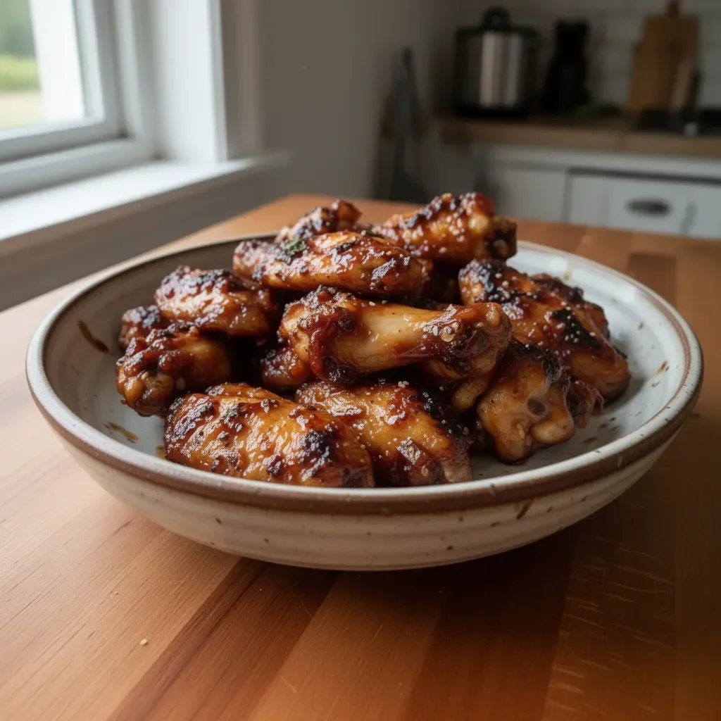 Delicious Pineapple-Teriyaki Chicken Wings garnished with sesame seeds