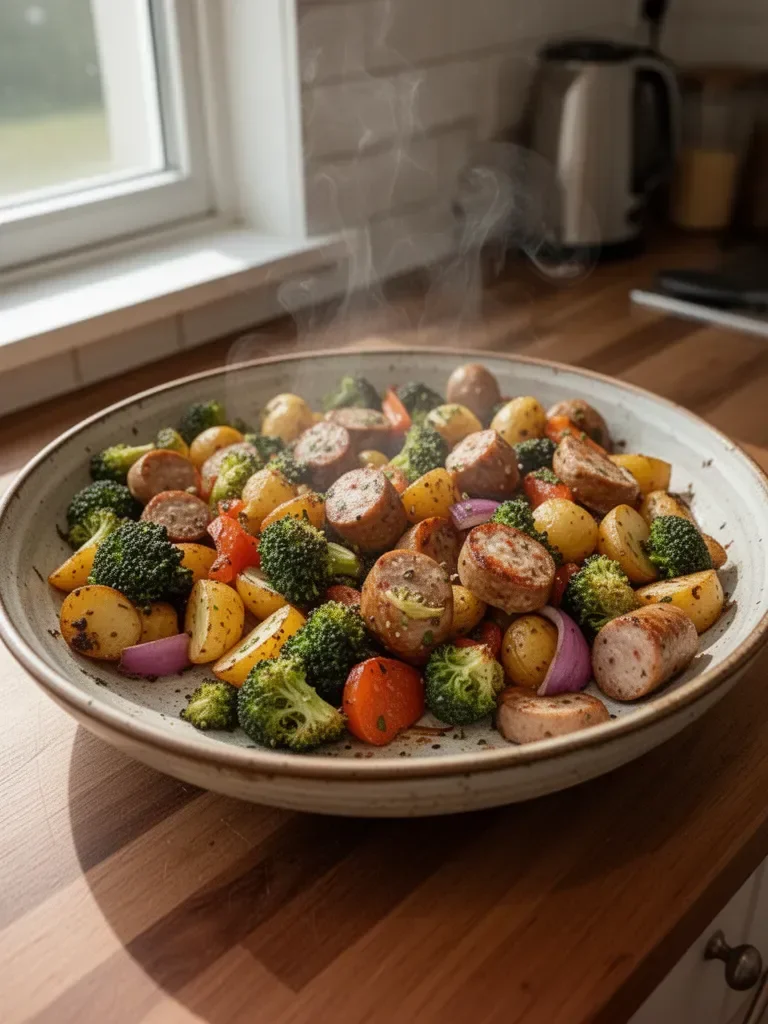 Roasted Veggie and Chicken Sausage Sheet