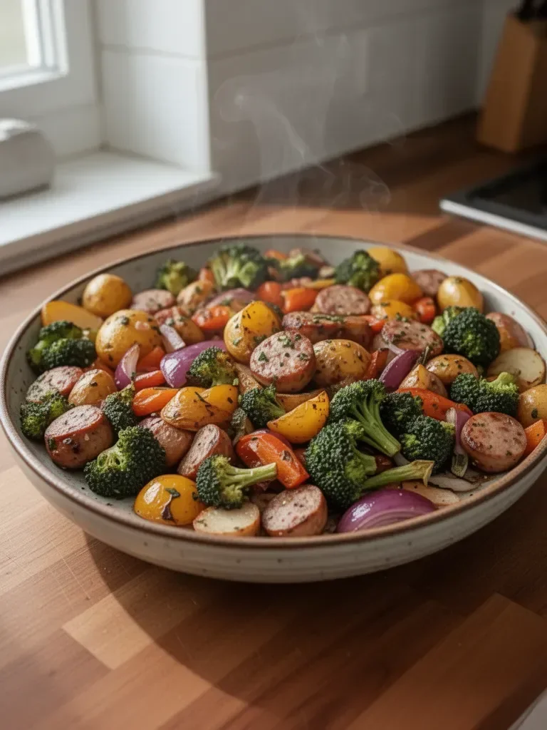 Roasted Veggie and Chicken Sausage Sheet Pan Dinner