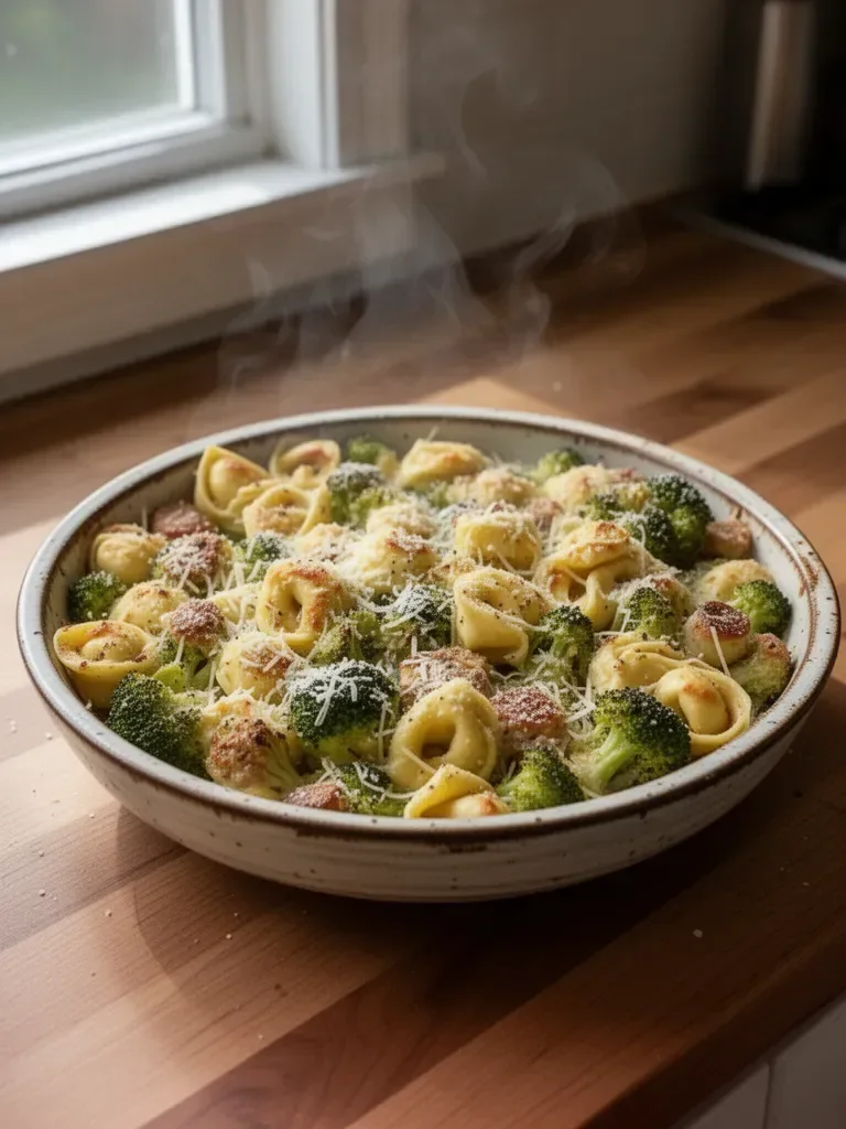 Sheet Pan Broccoli Tortellini Bake