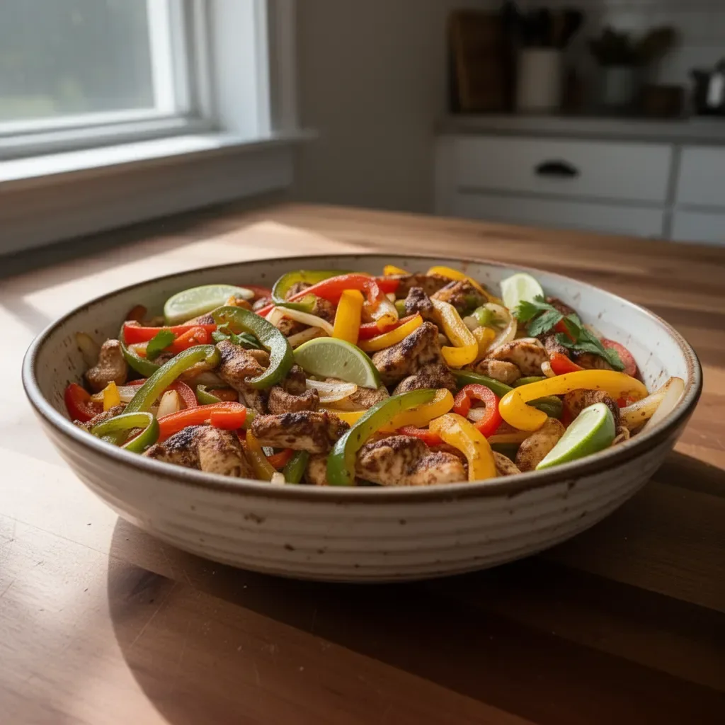 Sheet Pan Chicken Fajitas 3 Sheet Pan Chicken Fajitas with colorful bell peppers and onions