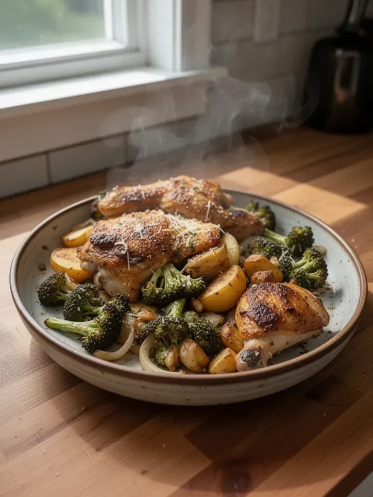 Sheet Pan Parmesan Garlic Chicken Thighs