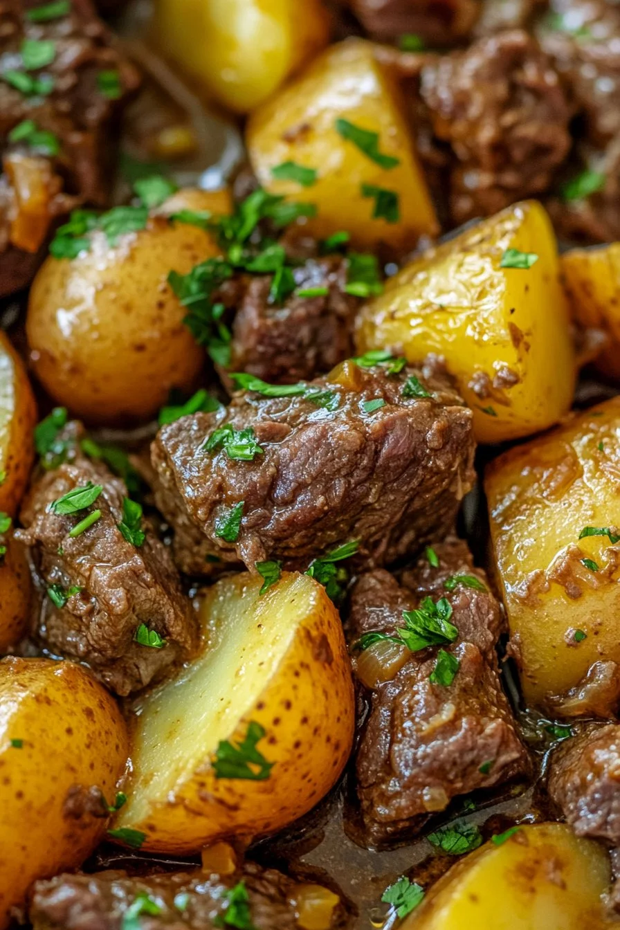 Slow Cooker Garlic Butter Beef with Potatoes