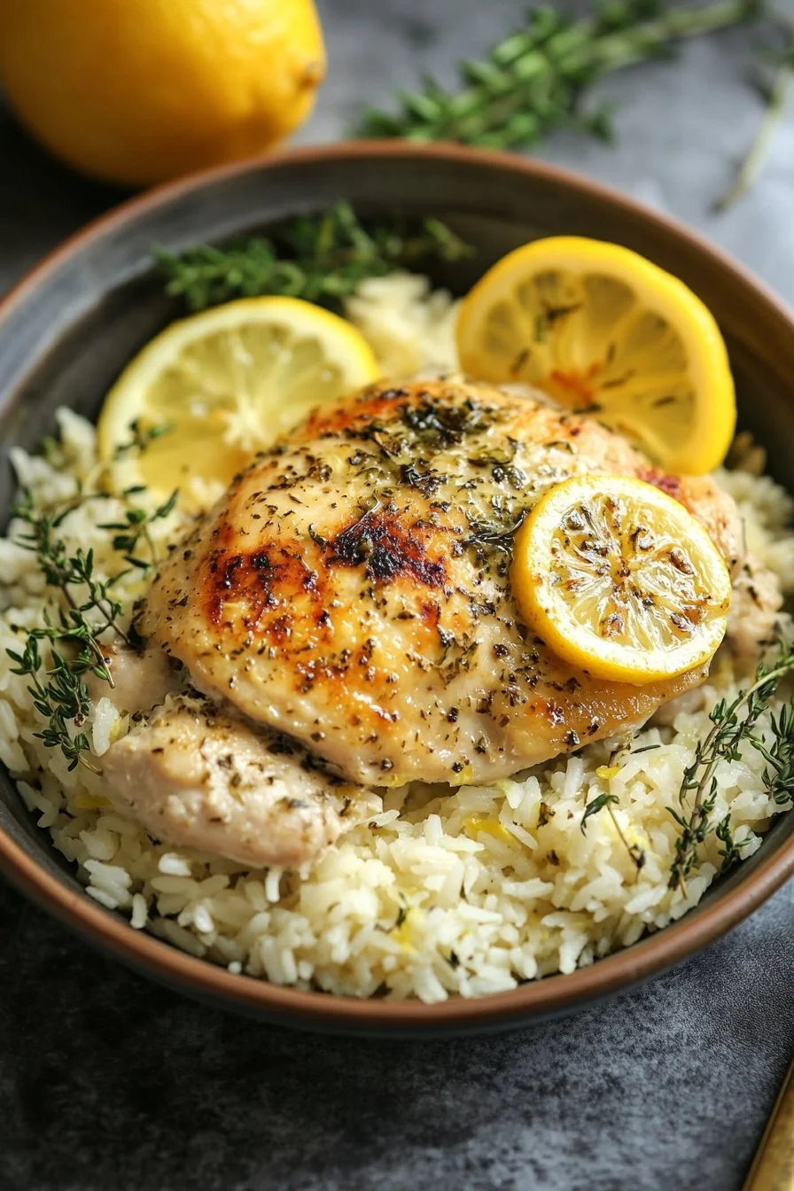Slow Cooker Lemon Herb Chicken and Rice