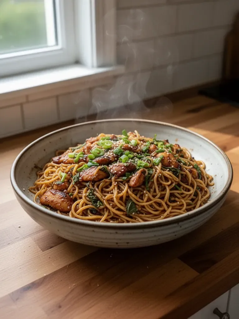 Sticky Garlic Chicken Noodles