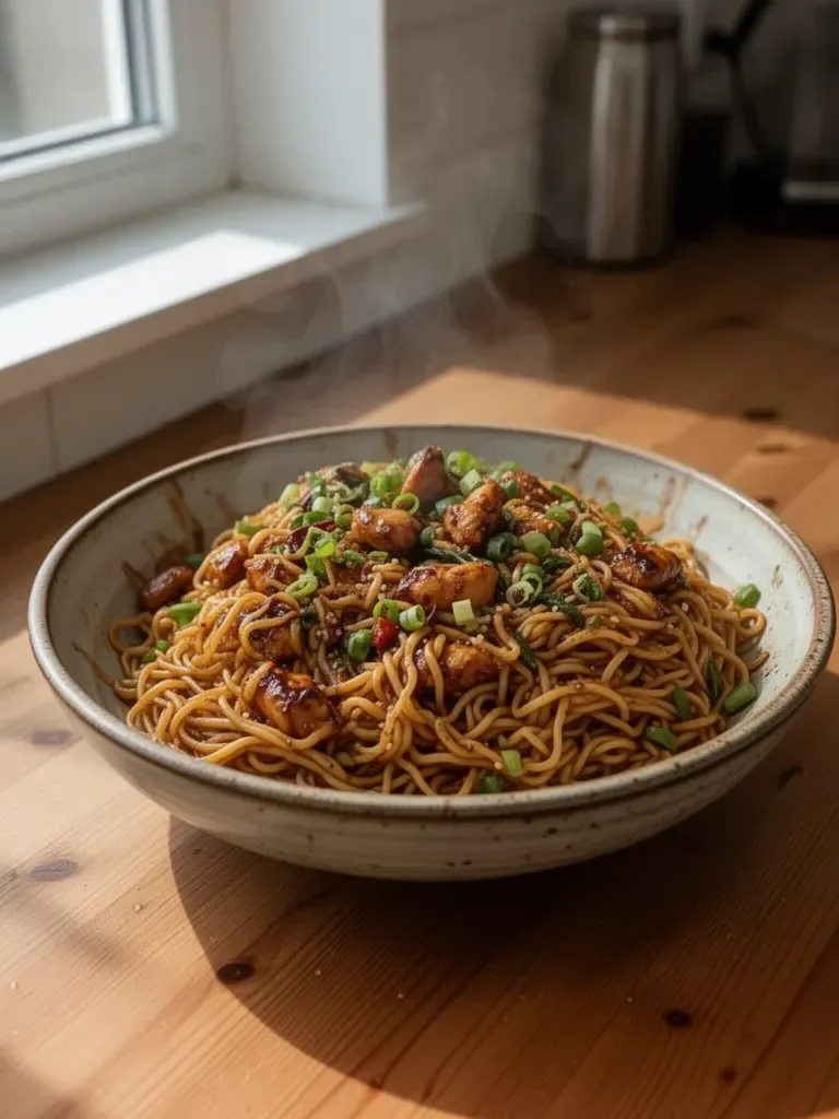 Sticky Garlic Chicken Noodles