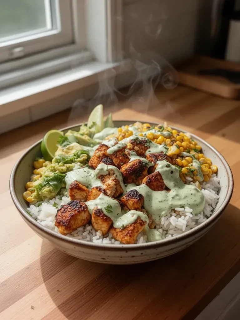 Street Corn Chicken Rice Bowl