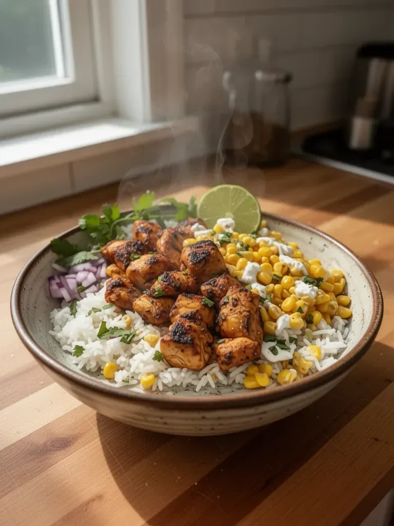 Street Corn Chicken Rice Bowl
