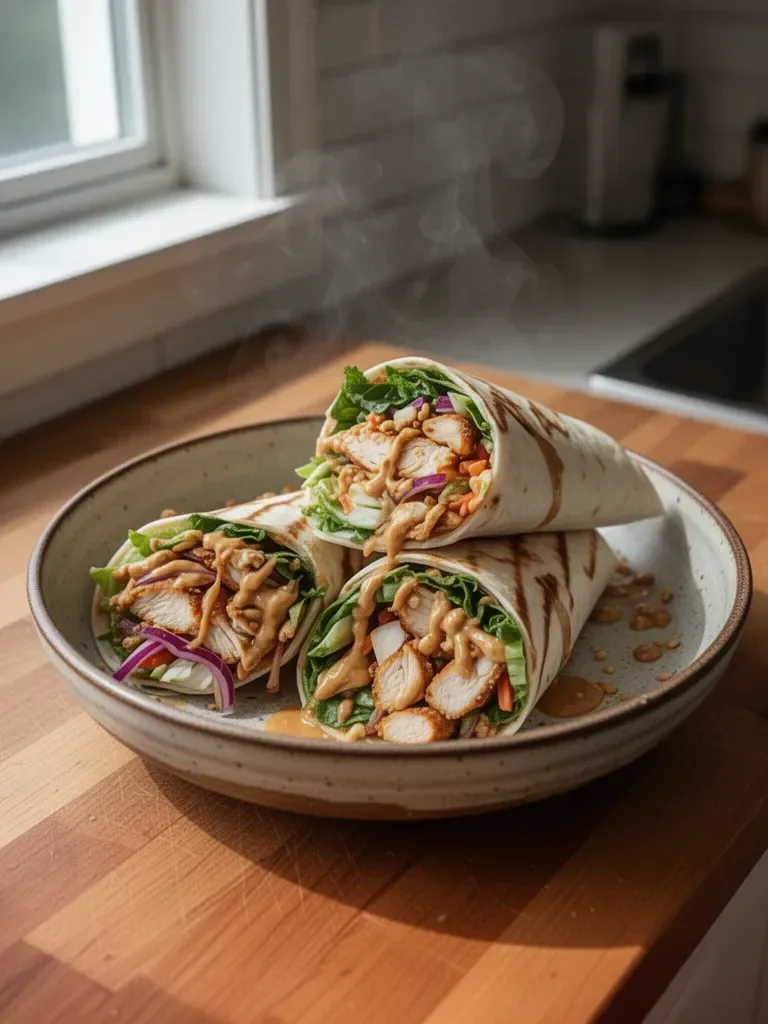 Thai Peanut Chicken Wraps