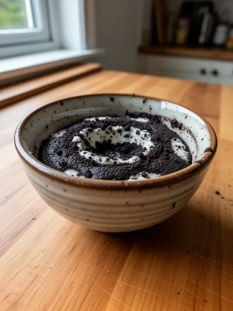 Delicious 1-Minute Oreo Mug Cake topped with crushed Oreos and whipped cream.