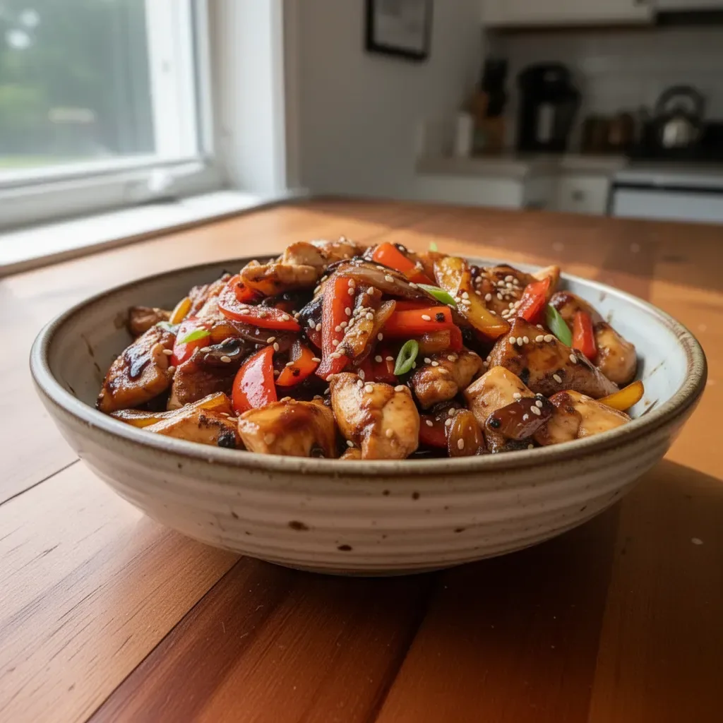 Delicious Blackstone Chicken Teriyaki grilled to perfection with vibrant vegetables.