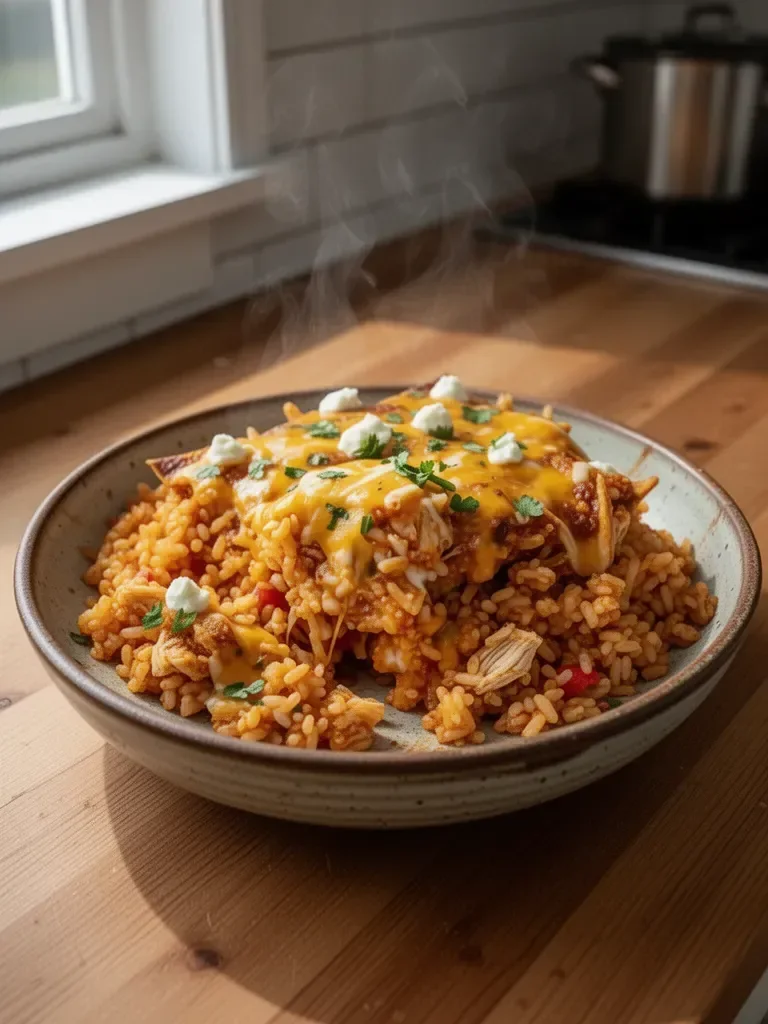 Chicken Enchilada Rice Casserole