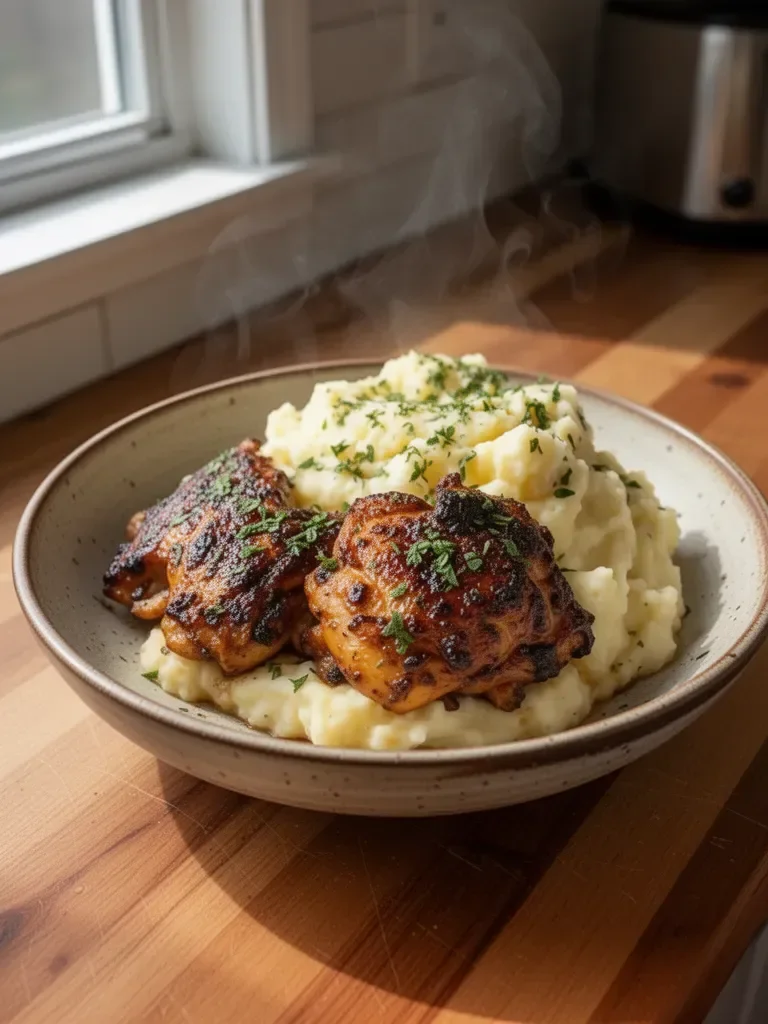 Chipotle Honey Chicken Thighs with Smoked Gouda Mashed Potatoes