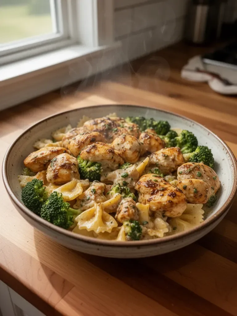 Cowboy Butter Lemon Bowtie Chicken with Broccoli