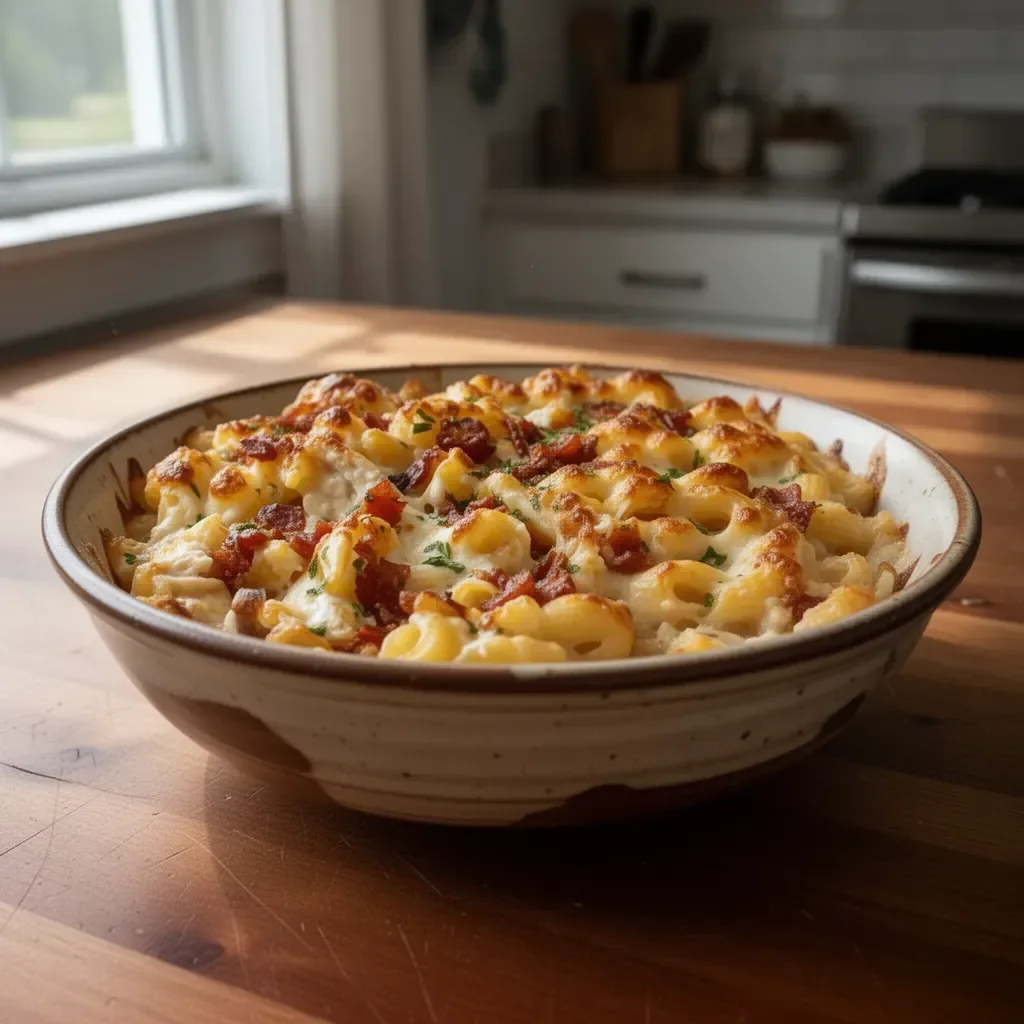 A delicious crazy good casserole fresh out of the oven