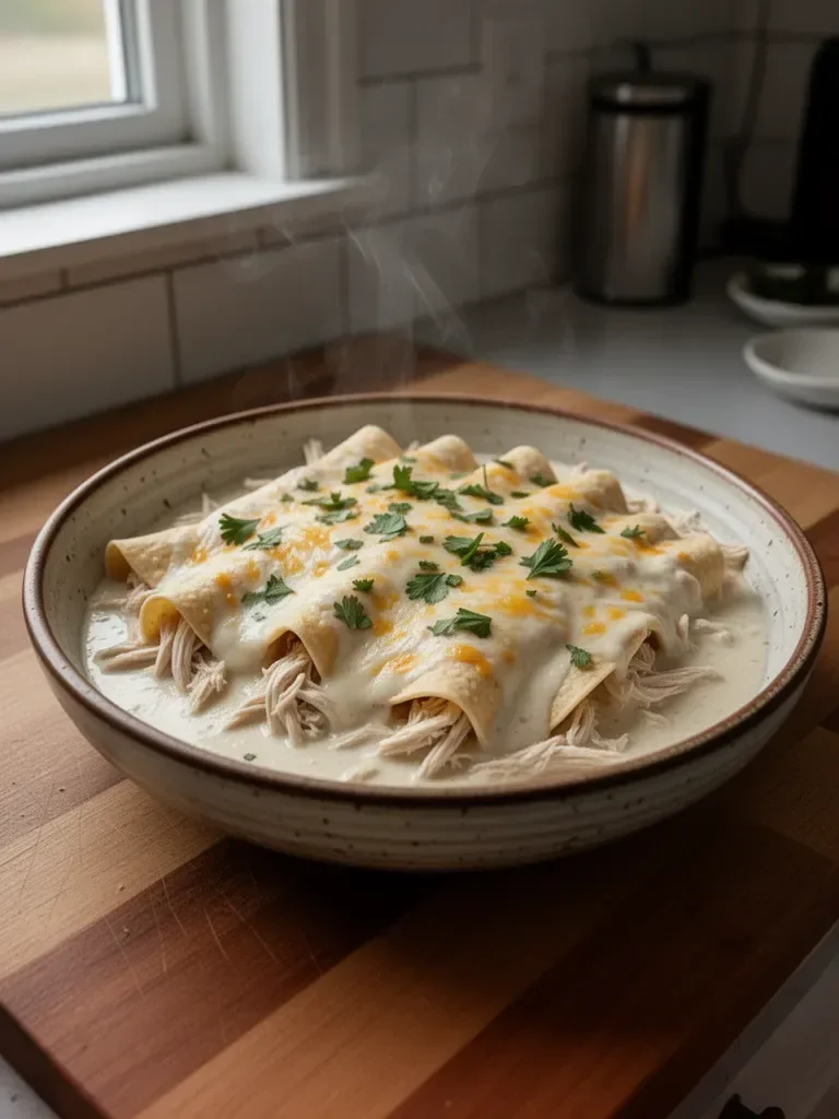 Creamy White Chicken Enchiladas