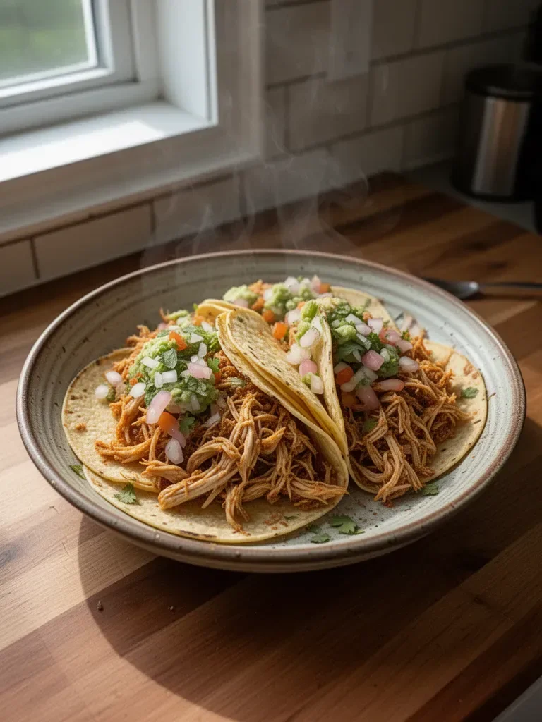 Crockpot Crispy Chicken Tinga Tacos