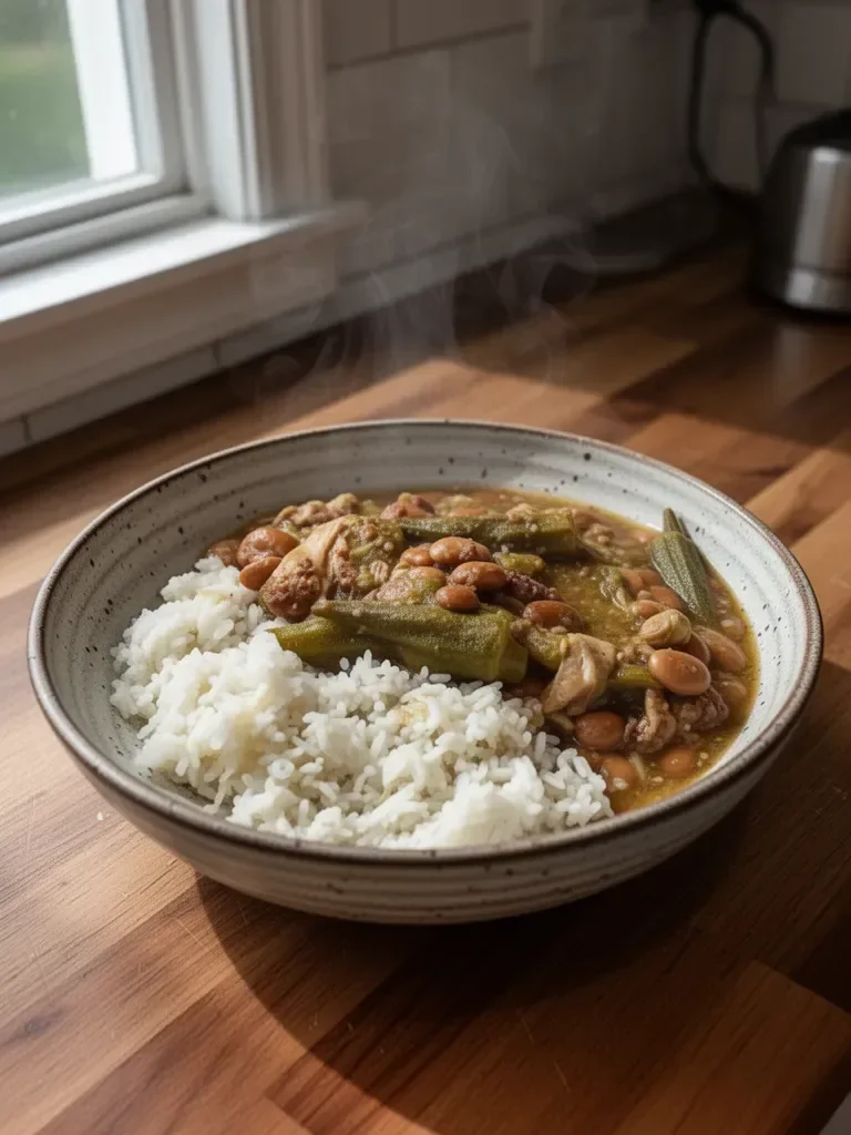 Crockpot Speckled Butter Beans and Okra Stew