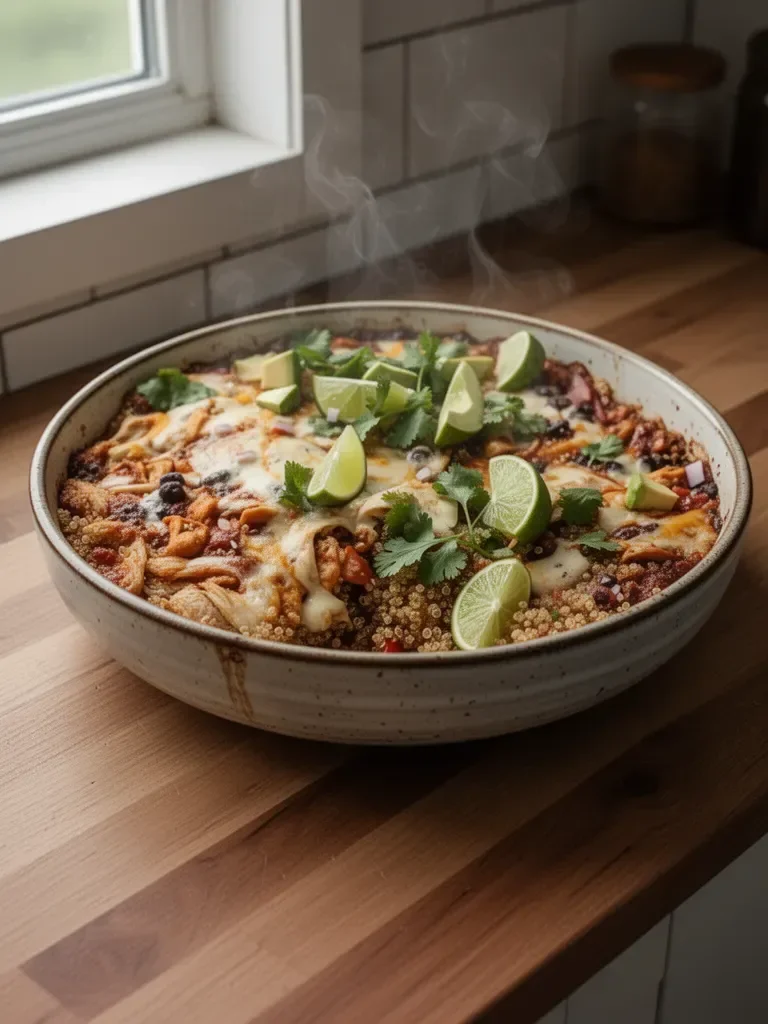 Easy Chicken Enchilada Quinoa Bake