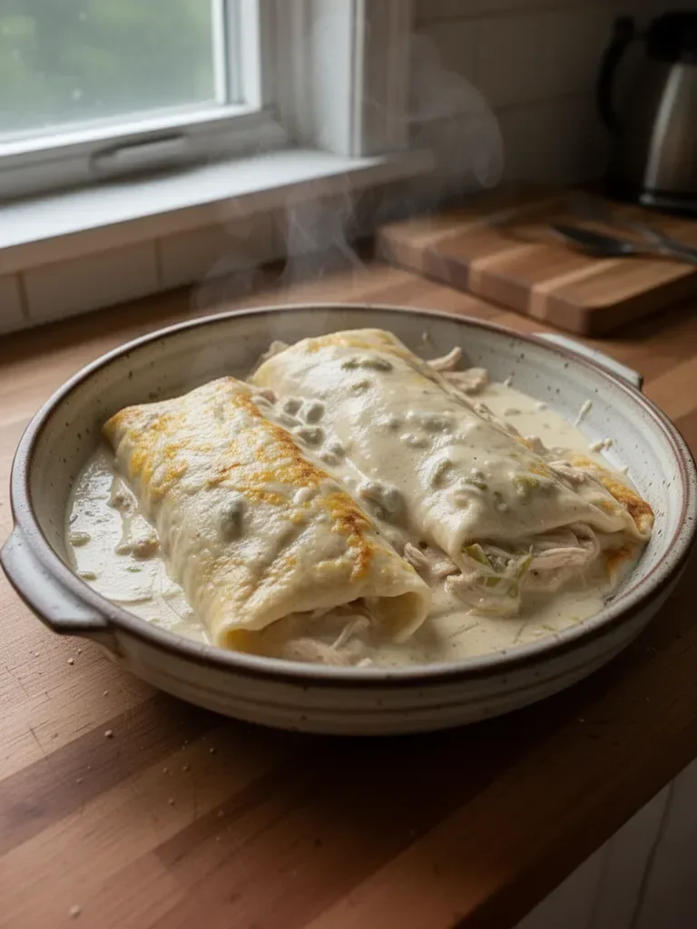 Easy Creamy White Chicken Enchiladas