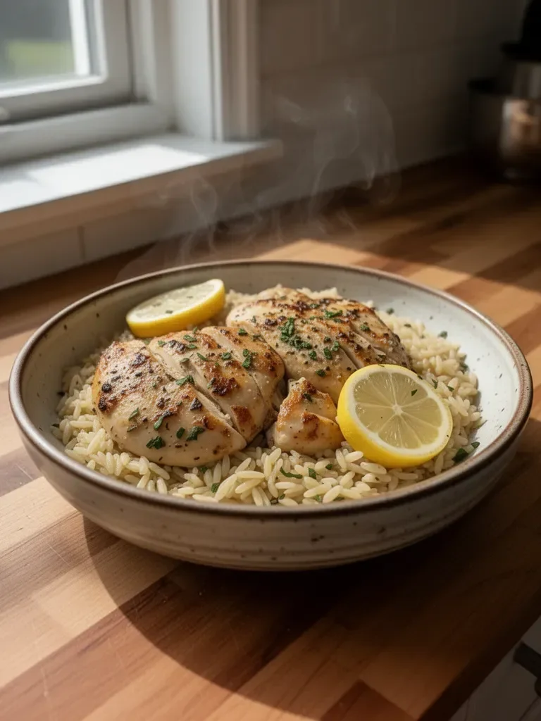 Easy Greek Lemon Garlic Chicken & Orzo