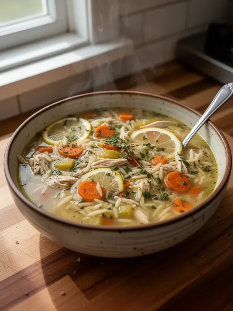 Greek-Inspired Lemon Chicken Orzo Soup