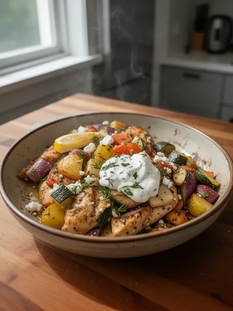 Greek Sheet Pan Chicken and Veggies