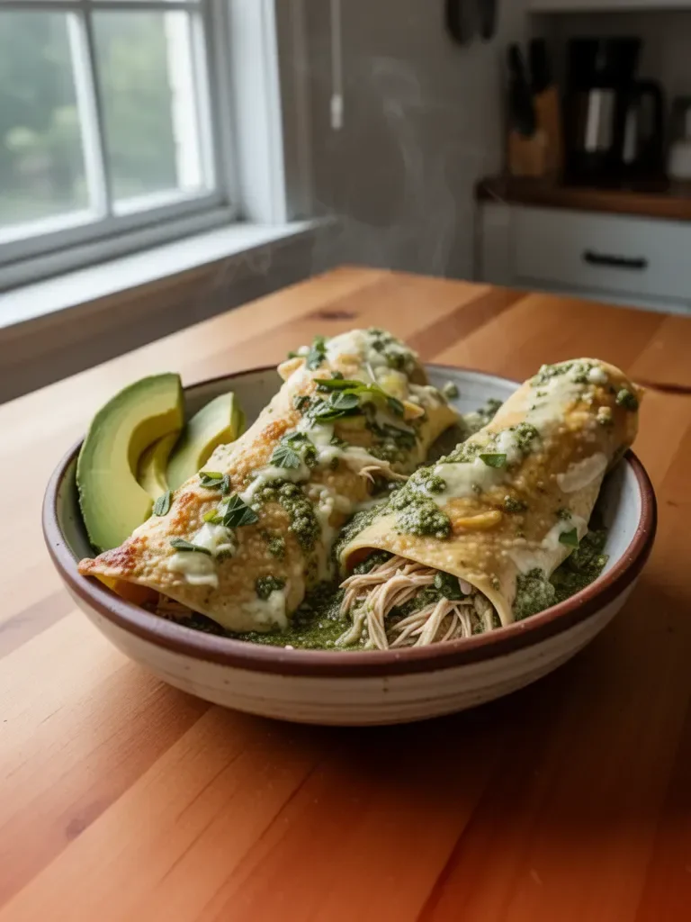Green Veggie Salsa Verde Chicken Enchiladas