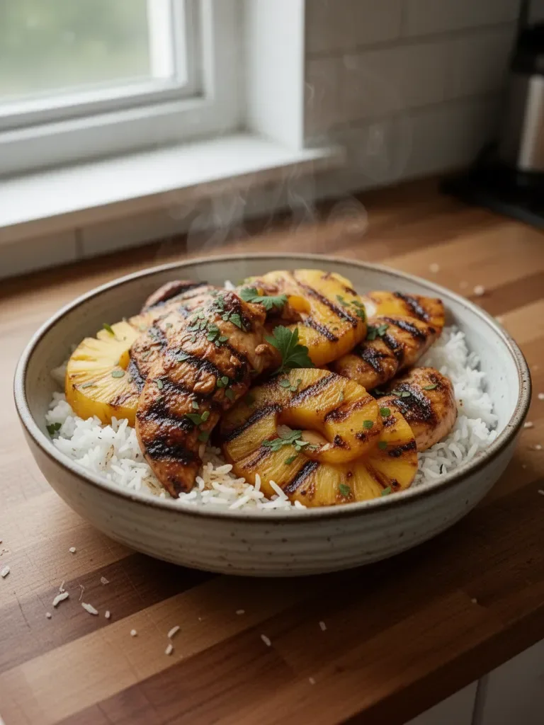 Hawaiian Chicken, Pineapple and Coconut Rice
