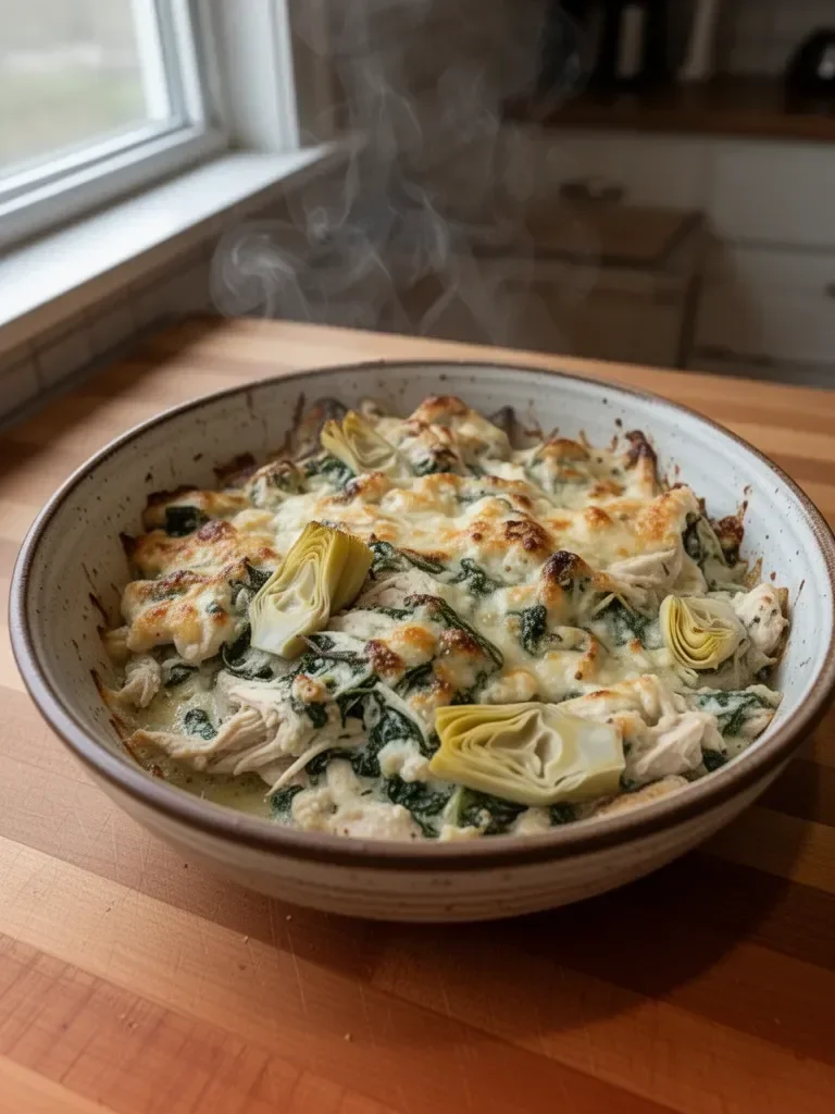 Healthy Spinach Artichoke Chicken Casserole