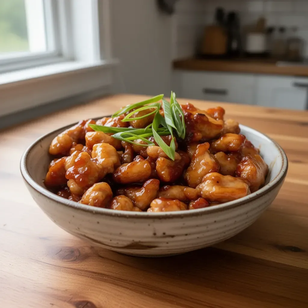 Delicious Honey Butter Chicken served with a golden, crispy exterior and a sweet glaze