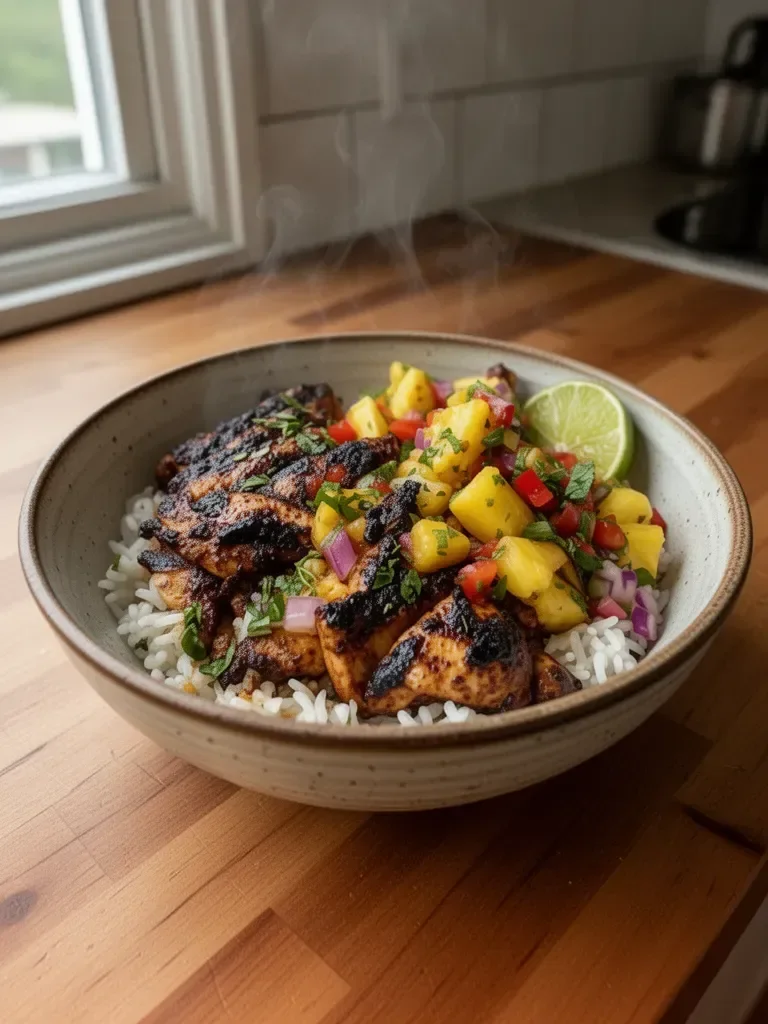 Jerk Chicken Bowl with Pineapple Salsa