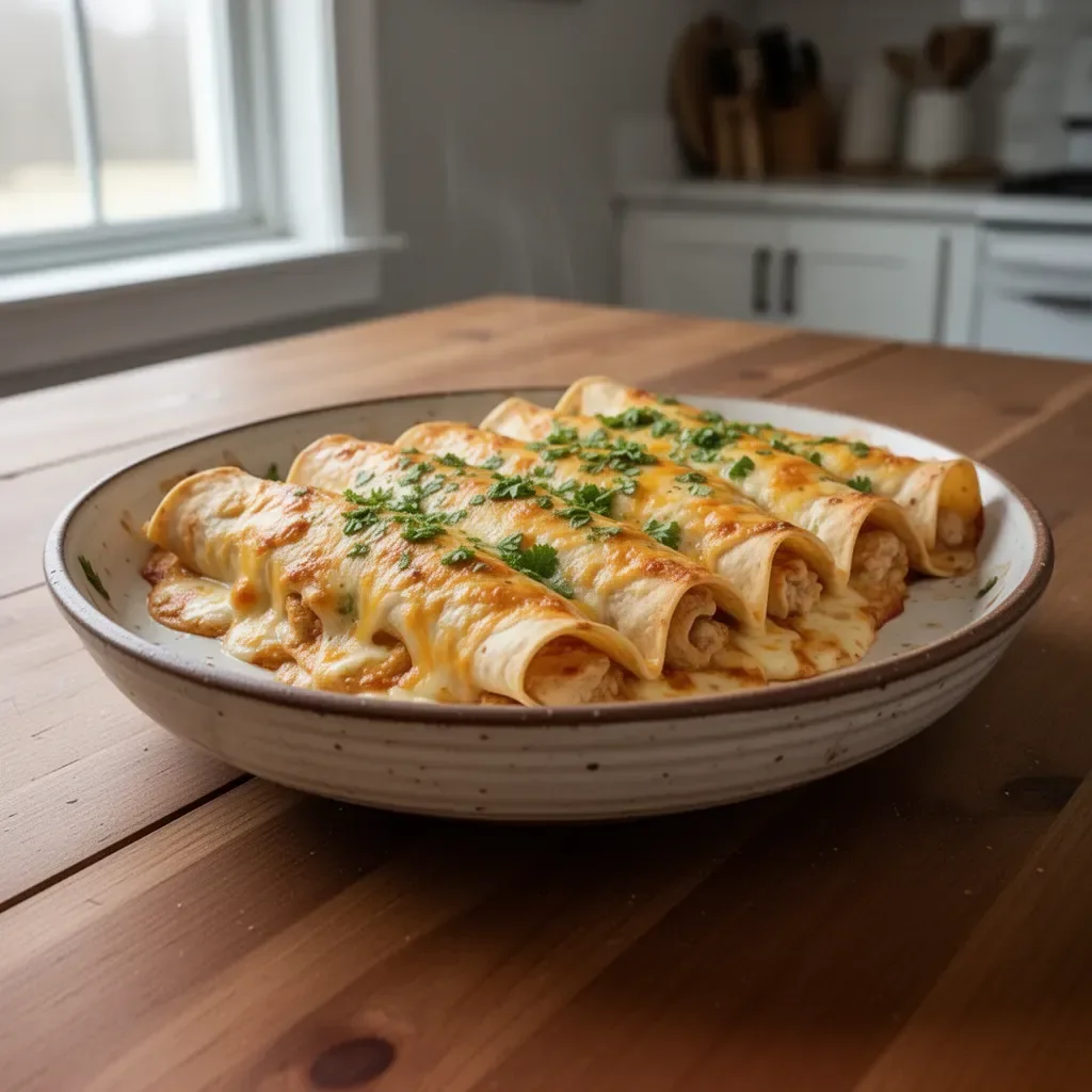 Delicious chicken enchiladas recipe by Joanna Gaines, ready to serve.
