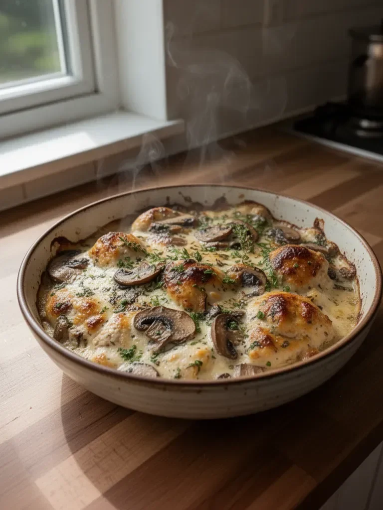 Keto Garlic Mushroom Chicken Casserole
