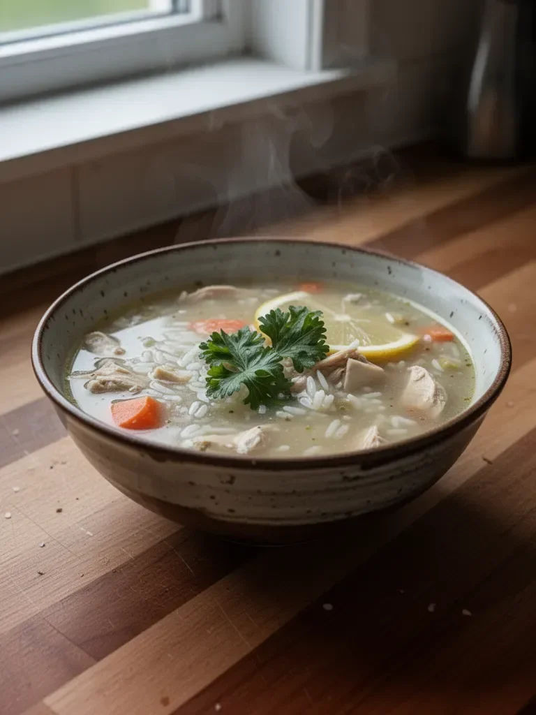 Low-Fat Greek Lemon Chicken & Rice Soup