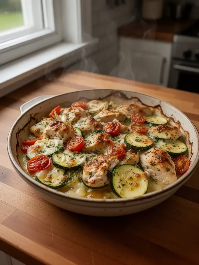 Mediterranean Chicken Zucchini Bake