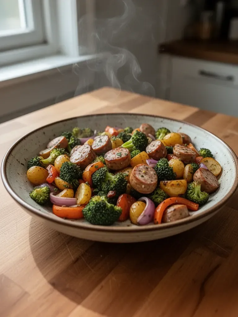 Roasted Veggie and Chicken Sausage Sheet