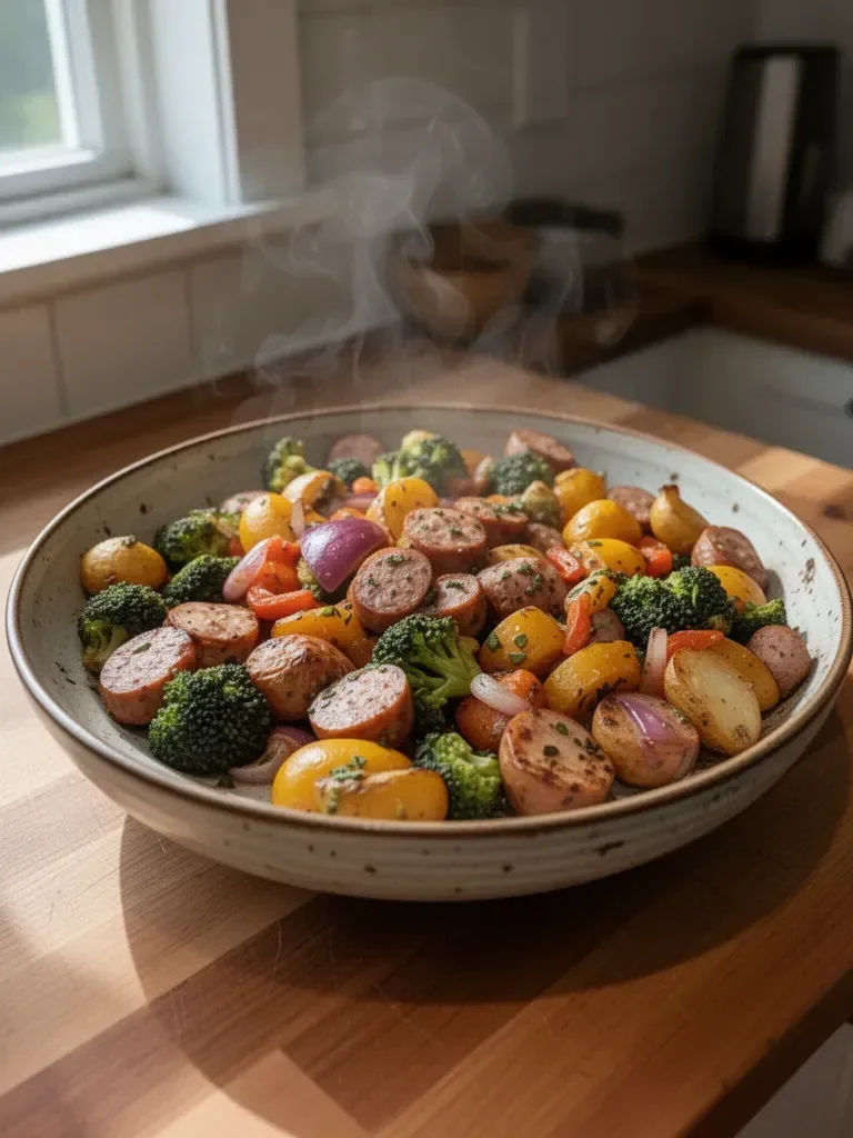 Roasted Veggie and Chicken Sausage Sheet Pan Dinner