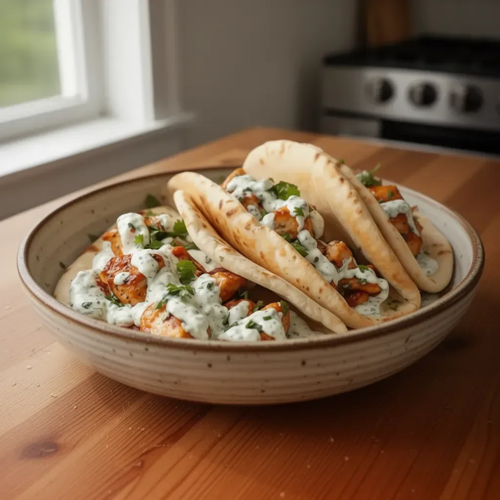 Sheet Pan Chicken Pitas with Herby Ranch served with fresh vegetables