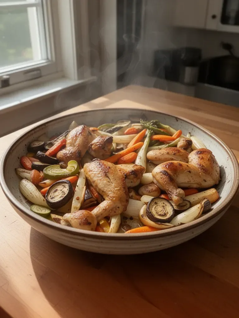 Sheet Pan Garden Vegetables and Chicken